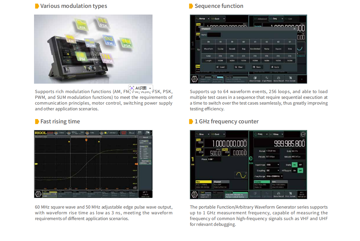 Function Arbitrary Waveform Generator - DG902 Pro 70MHz 1.25GSa/s 16-Bit draagbare