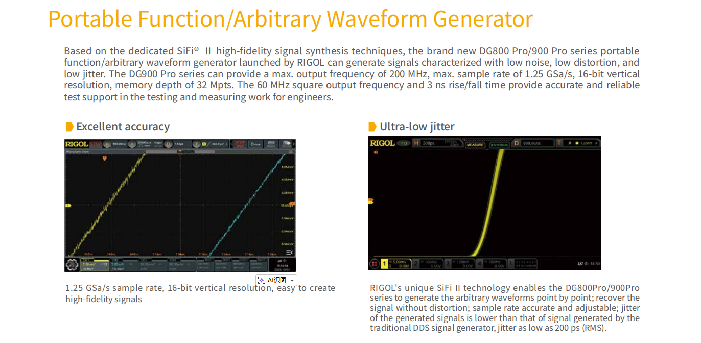 DG902 Pro 70MHz 1.25GSa/s 16-B - Function Arbitrary Waveform Generator recensie en prijs